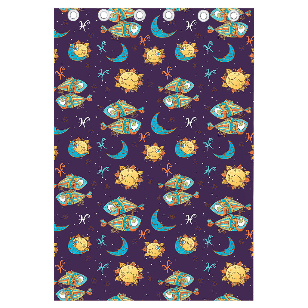 Cute Cartoon Pisces Pattern Print Curtain