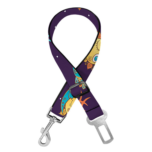 Cute Cartoon Pisces Pattern Print Dog Seat Belt