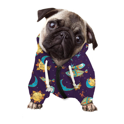 Cute Cartoon Pisces Pattern Print Dog Zip Up Hoodie