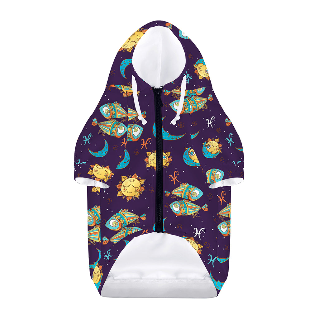 Cute Cartoon Pisces Pattern Print Dog Zip Up Hoodie