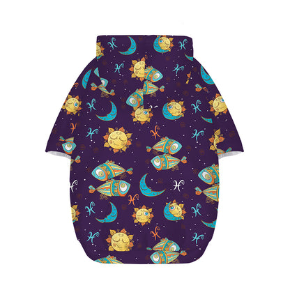 Cute Cartoon Pisces Pattern Print Dog Zip Up Hoodie