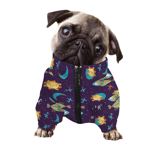 Cute Cartoon Pisces Pattern Print Dog Zip Up Jacket