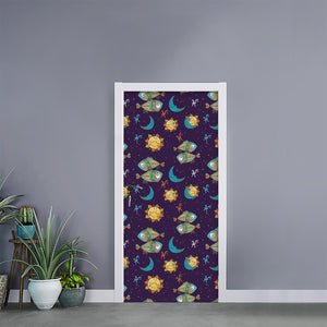 Cute Cartoon Pisces Pattern Print Door Sticker