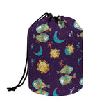 Cute Cartoon Pisces Pattern Print Drawstring Makeup Bag
