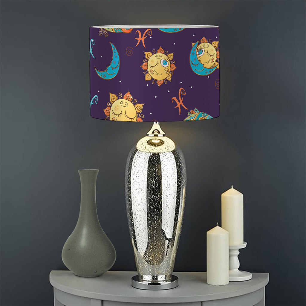 Cute Cartoon Pisces Pattern Print Drum Lamp Shade