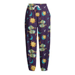 Cute Cartoon Pisces Pattern Print Fleece Lined Knit Pants