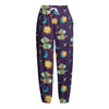 Cute Cartoon Pisces Pattern Print Fleece Lined Knit Pants