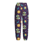 Cute Cartoon Pisces Pattern Print Fleece Lined Knit Pants