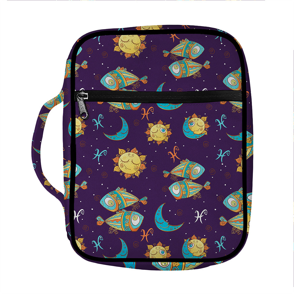 Cute Cartoon Pisces Pattern Print Front Pocket Bible Bag