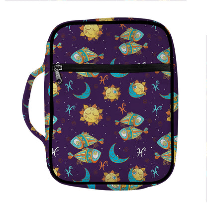 Cute Cartoon Pisces Pattern Print Front Pocket Bible Bag