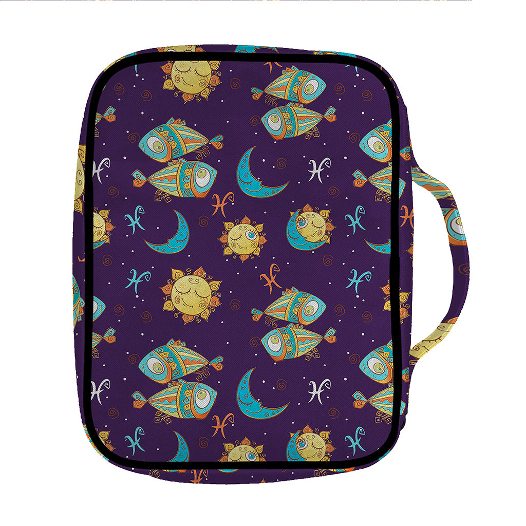 Cute Cartoon Pisces Pattern Print Front Pocket Bible Bag