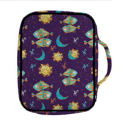 Cute Cartoon Pisces Pattern Print Front Pocket Bible Bag