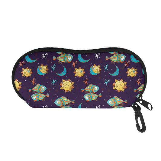Cute Cartoon Pisces Pattern Print Glasses Case