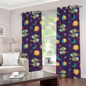 Cute Cartoon Pisces Pattern Print Grommet Curtains