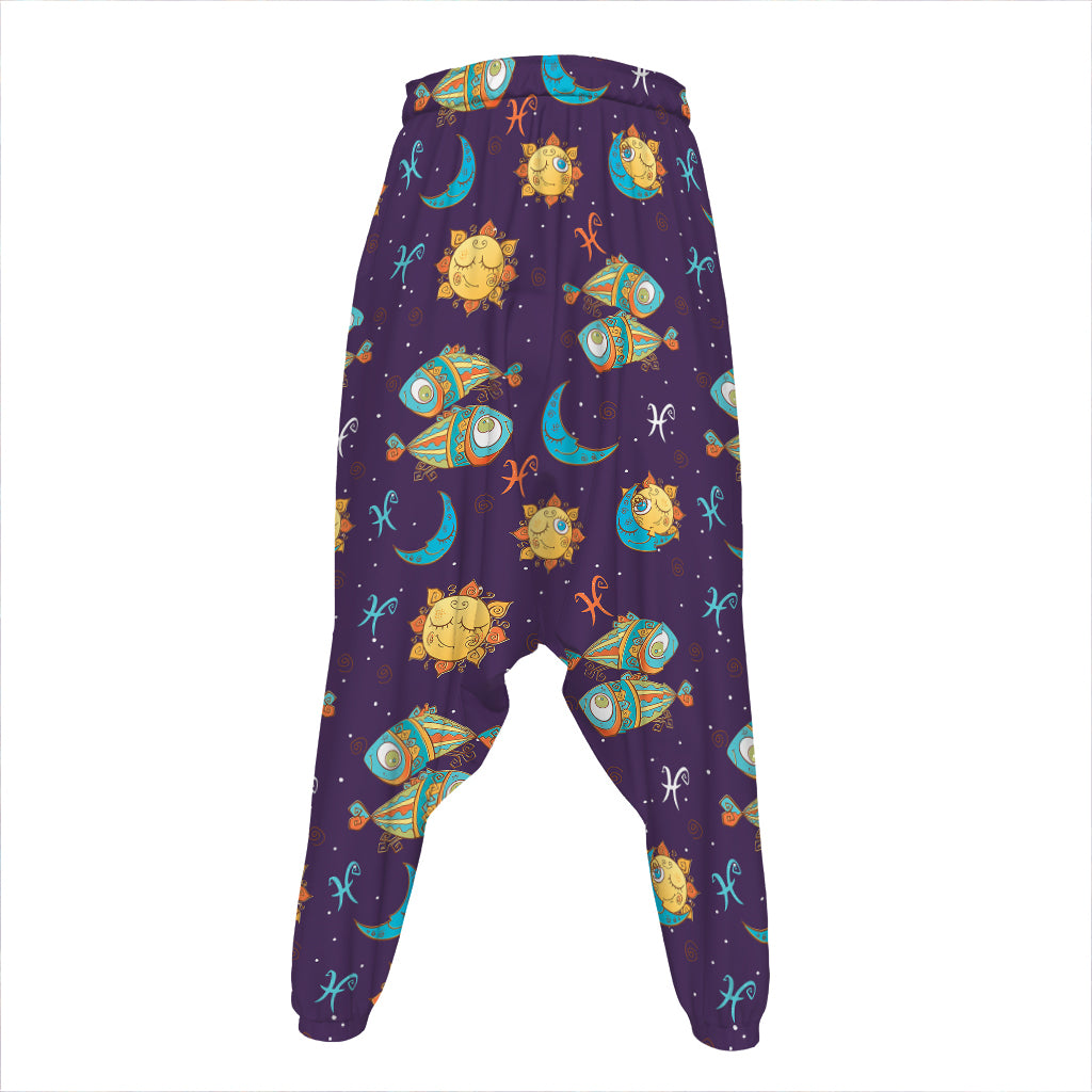 Cute Cartoon Pisces Pattern Print Hammer Pants