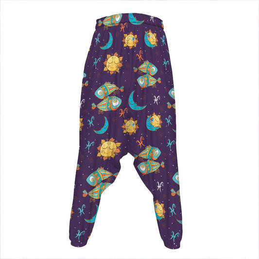 Cute Cartoon Pisces Pattern Print Hammer Pants