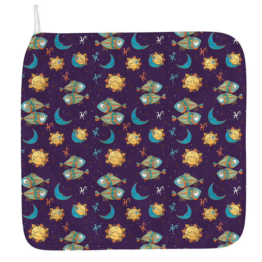 Cute Cartoon Pisces Pattern Print Hand Towel