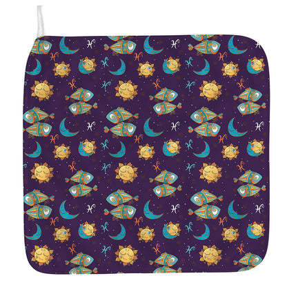 Cute Cartoon Pisces Pattern Print Hand Towel