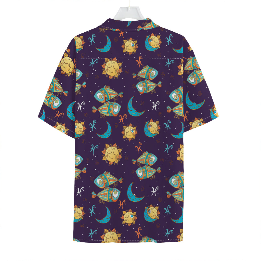 Cute Cartoon Pisces Pattern Print Hawaiian Shirt