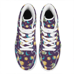 Cute Cartoon Pisces Pattern Print High Top Leather Sneakers