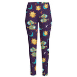 Cute Cartoon Pisces Pattern Print High-Waisted Pocket Leggings