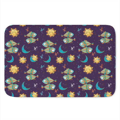 Cute Cartoon Pisces Pattern Print Indoor Door Mat