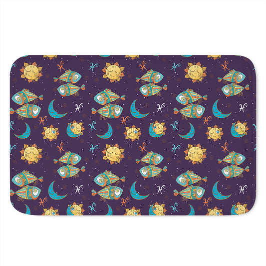 Cute Cartoon Pisces Pattern Print Indoor Door Mat