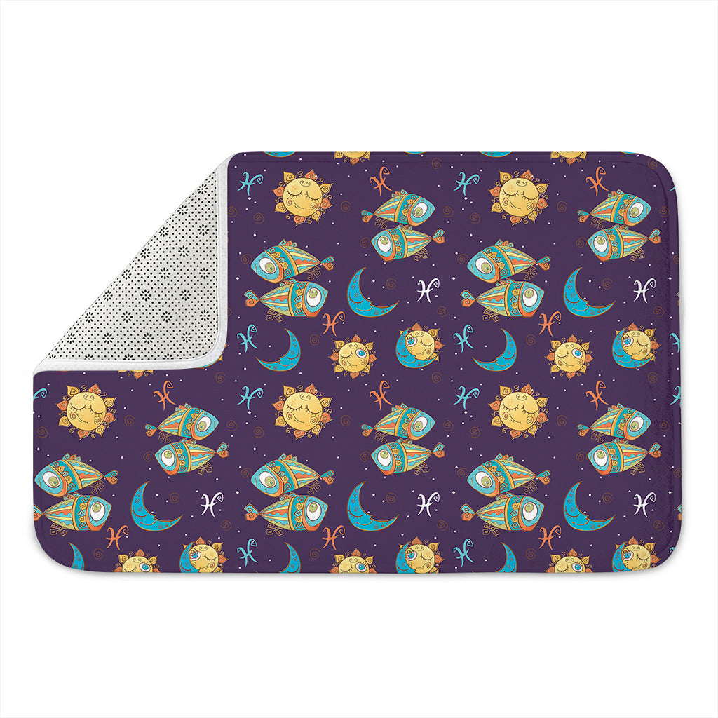 Cute Cartoon Pisces Pattern Print Indoor Door Mat