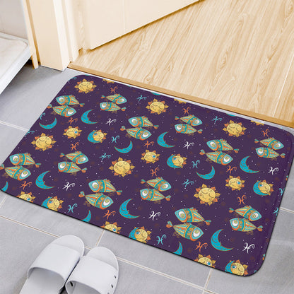 Cute Cartoon Pisces Pattern Print Indoor Door Mat