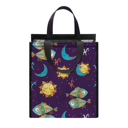 Cute Cartoon Pisces Pattern Print Insulated Lunch Tote
