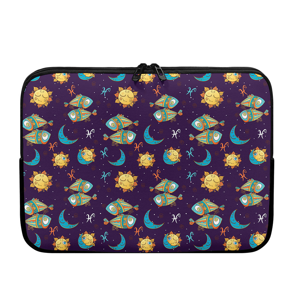 Cute Cartoon Pisces Pattern Print Laptop Sleeve
