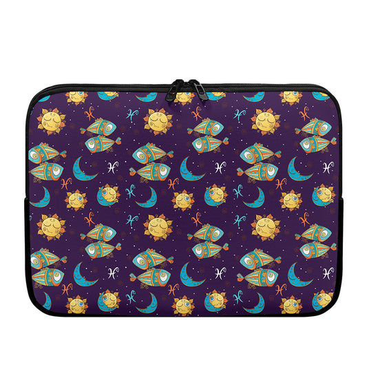 Cute Cartoon Pisces Pattern Print Laptop Sleeve