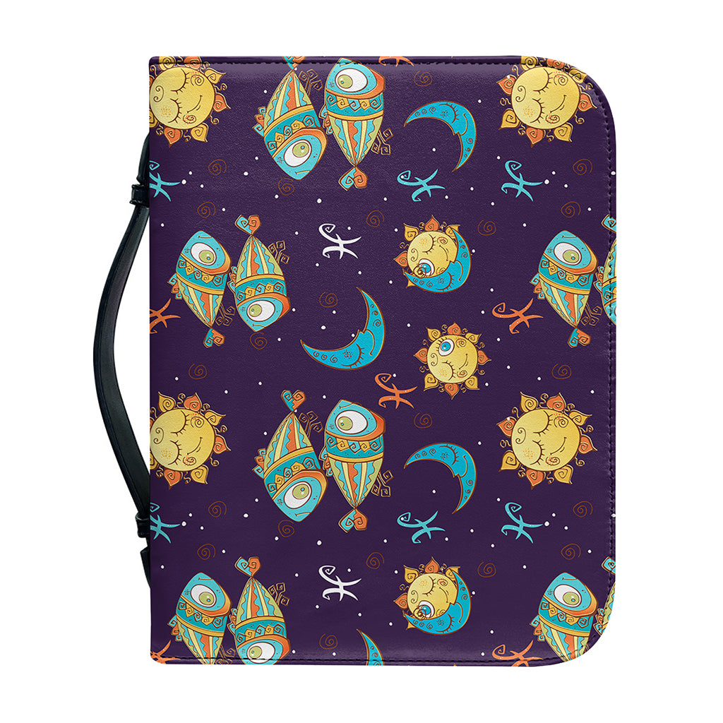 Cute Cartoon Pisces Pattern Print Leather Bible Cover