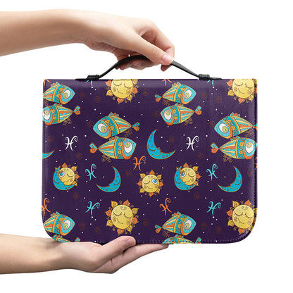 Cute Cartoon Pisces Pattern Print Leather Bible Cover
