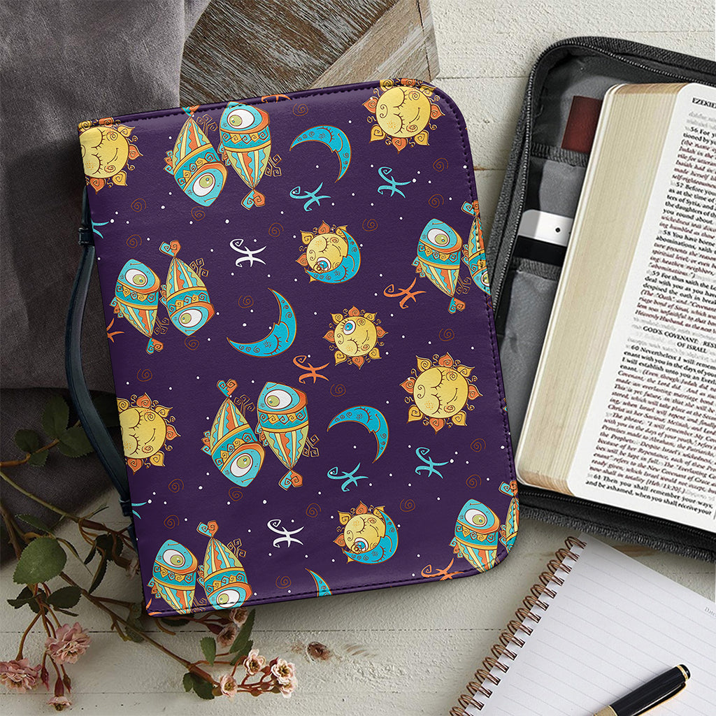 Cute Cartoon Pisces Pattern Print Leather Bible Cover