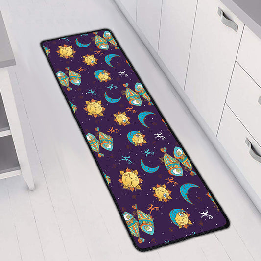 Cute Cartoon Pisces Pattern Print Long Kitchen Mat