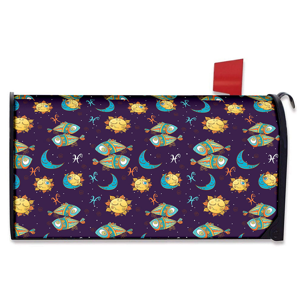 Cute Cartoon Pisces Pattern Print Mailbox Cover