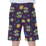 Cute Cartoon Pisces Pattern Print Men's Beach Shorts