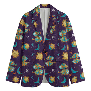 Cute Cartoon Pisces Pattern Print Men's Blazer