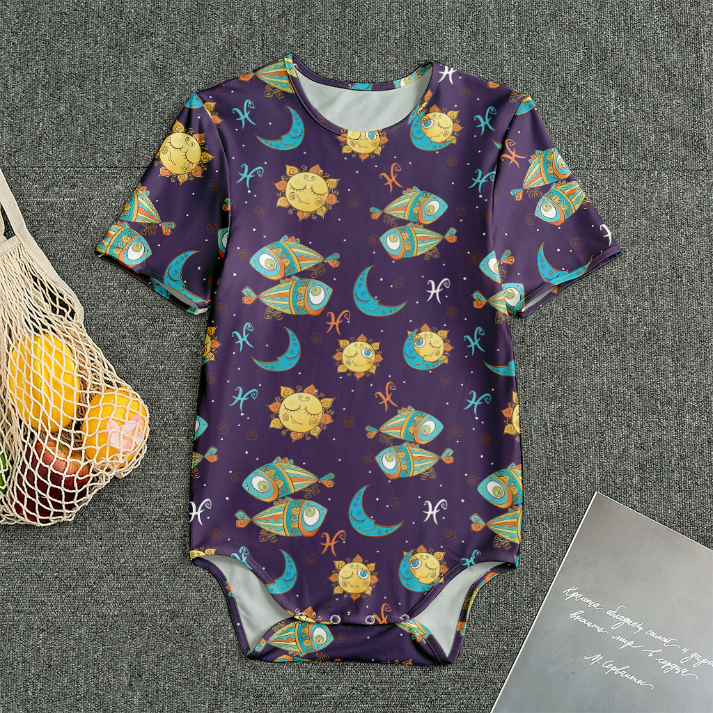 Cute Cartoon Pisces Pattern Print Men's Bodysuit