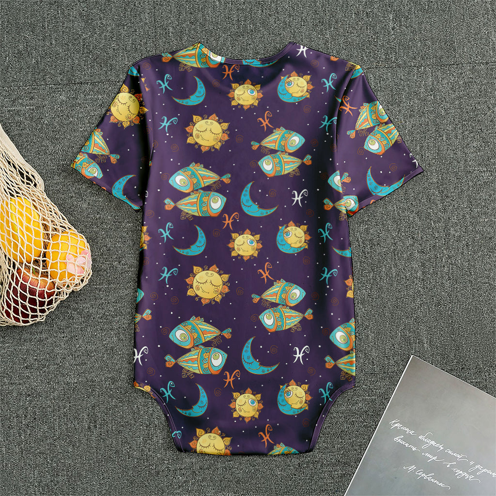 Cute Cartoon Pisces Pattern Print Men's Bodysuit