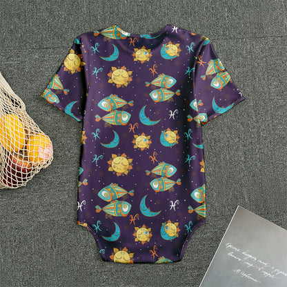 Cute Cartoon Pisces Pattern Print Men's Bodysuit