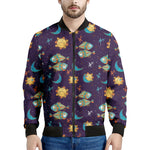 Cute Cartoon Pisces Pattern Print Men's Bomber Jacket