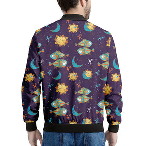 Cute Cartoon Pisces Pattern Print Men's Bomber Jacket