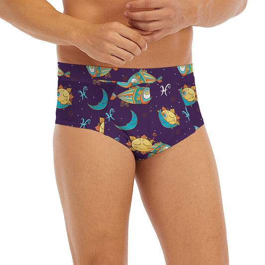 Cute Cartoon Pisces Pattern Print Men's Briefs