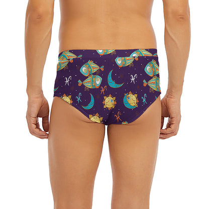Cute Cartoon Pisces Pattern Print Men's Briefs