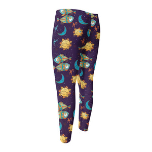 Cute Cartoon Pisces Pattern Print Men's Compression Pants