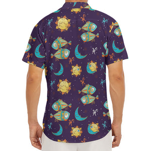 Cute Cartoon Pisces Pattern Print Men's Deep V-Neck Shirt