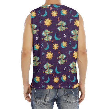 Cute Cartoon Pisces Pattern Print Men's Fitness Tank Top