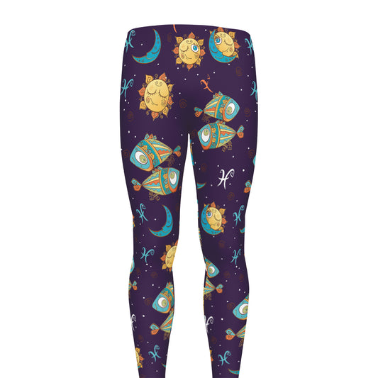 Cute Cartoon Pisces Pattern Print Men's leggings